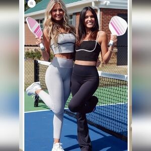 🩶 Gray Contrast Ribbed High Waist Set